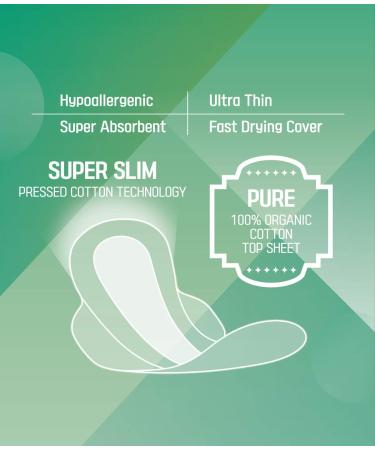 HAPPYZ Organic Cotton Cover Pads Ultra Thin with Wings for Women - Chlorine and Toxin-Free Natural Sanitary Napkins (Regular) - Buy Online on GoSupps.com