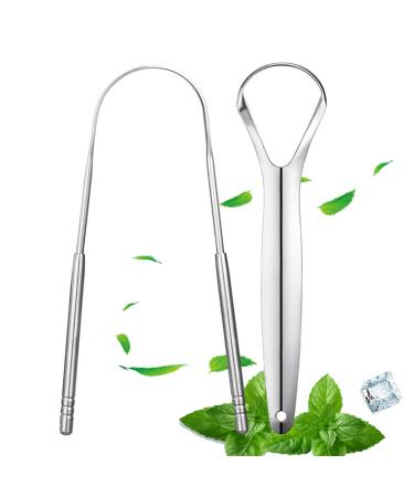 SHUBEIEUMI Tongue Scraper Stainless Steel 2Pcs Tongue Cleaner Set Metal Tongue Scrapers for Adults U Shape Tongue Cleaners Reusable Tongue Cleaning Kit for Scraping Fresh Breath