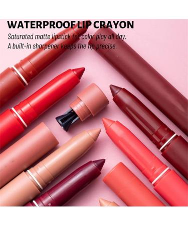  HADAVAKA Matte 6 Colors Rotary Lip Pencil Lip Pencil Lip Pencil Moisturizing Lipstick Stain Resistant And Velvety Touch Resistant For All Skin (A+B) - Buy Online on GoSupps.com