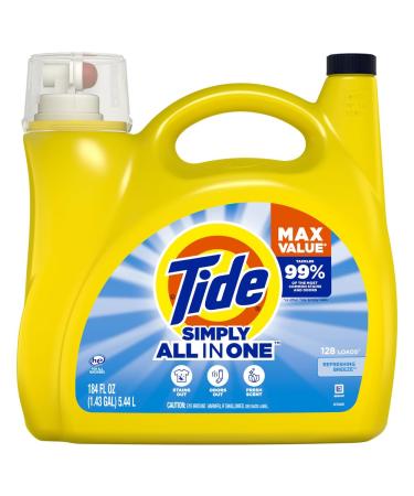 Tide Simply Liquid Laundry Detergent Refreshing Breeze 184 Oz 128 Loads 184 Fl Oz (Pack of 1) Refreshing Breeze