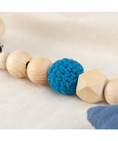Personalized AngelicArt Nuckel Chain for Boys & Girls - Engraved Name Suckel Chain Gift for Babies - Natural Wood & Musselin Fabric (Indigo Star) - Buy Online on GoSupps.com