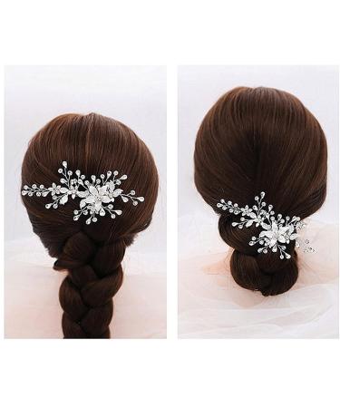 Rhinestone Wedding Hair Clips - Handmade Crystal Flower Barrette for Brides - Bridal Hair Accessories for Women - Vintage Bridesmaids Headpiece - Buy Online on GoSupps.com