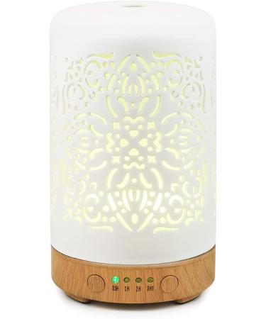 Earnest Living White Ceramic Essential Oil Diffuser - 100ml, Timers, Night Lights, Auto Off Function - Home & Office Aromatherapy Humidifier - Buy Online on GoSupps.com