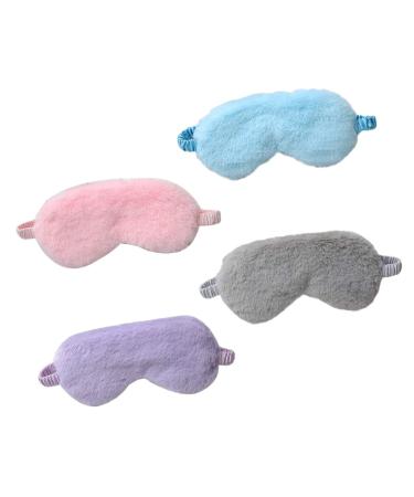 4 Pcs Plush Eye Masks Elastic Sleep Masks with Elastic Strap Comfortable Sleep Shades for Travel Sleeping