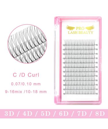3D D Curl 0.10mm Short Stem Eyelash Extensions - Finished Compartment Volume Lashes (12 Pieces) - Buy Online on GoSupps.com