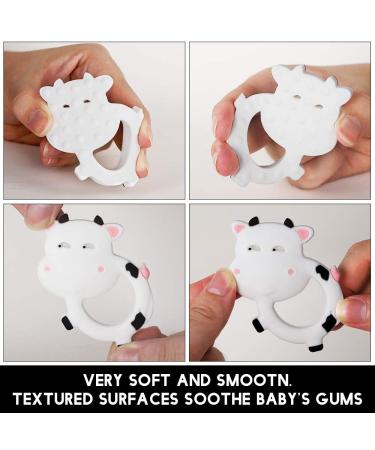 Baby Silicone Teether Sensory Chew Toy - BPA Free, Soft & Effective Teething Pain Relief - Freezer Safe, Food Grade Silicone - Best Shower Gift for Boys and Girls (Cow) - Buy Online on GoSupps.com