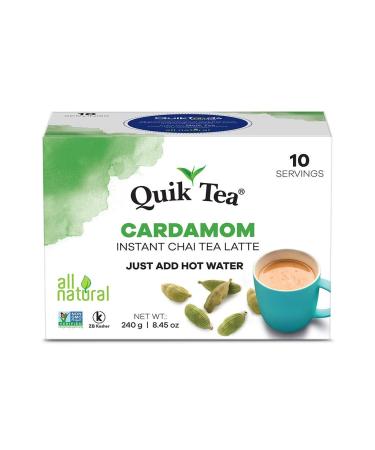 QuikTea Cardamom Instant Chai Tea Latte - 10 Count Single Box - Superfood Antioxidant, Digestion Tea 10 Count (Pack of 1)