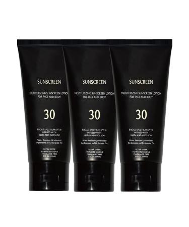 Moisturizing Sunscreen, Protective Lotion, Spf 30, Sun Protection for Normal Skin, Moisturizing and Water-Resistant Sunscreen, Water-Resistant - Smooth & Even Complexion, 59ml (3PCS)