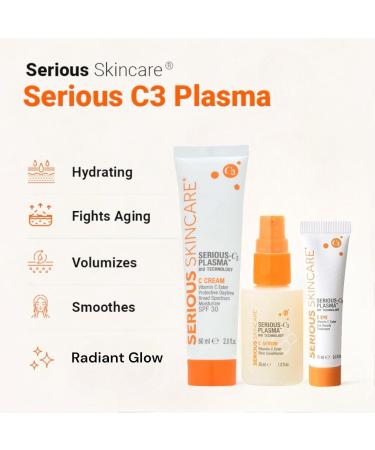 Serious Skincare Serious-C3 Plasma Vitamin C Day Trio | C Cream SPF 30 Vitamin C Serum & C-Eye Treatment for Radiant Skin - Buy Online on GoSupps.com