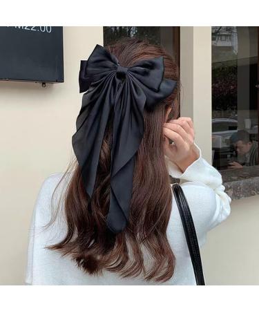hgnxa Bow-Hair Clip Women Large knot Stain Hairpin Barrettes Girls Solid Color Ponytail Clip Hair Accessory Headwear Gift Pink - Buy Online on GoSupps.com