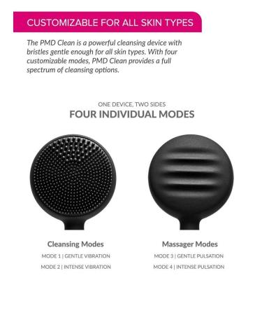 PMD Clean - Smart Face Cleaning Device | Waterproof SonicGlow Brush & Anti-Aging Massager | Lift Firm & Tone Skin - Black - Buy Online on GoSupps.com