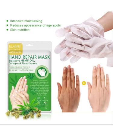 Hand Mask 3 Pcs Hands Mask Moisturizing Gloves BIO-ACTIVE HEMP OIL + RICH MULTI-VITAMIN BLEND Hand Skin Repair Renew Mask Infused Collagen + Natural Plant Extracts for Dry Aging Cracked Hands - Buy Online on GoSupps.com