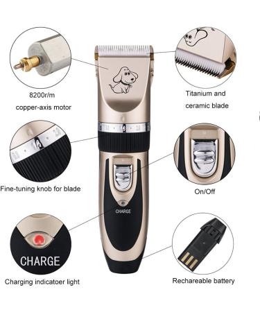 Otstar Dog Clippers Rechargeable Cordless Dog Grooming Clipper Kit for Dogs Cats and Other Animals with Stainless Steel Comb and Scissors Low Noise Low Vibration Dog Shaver (Black and Gold) - Buy Online on GoSupps.com