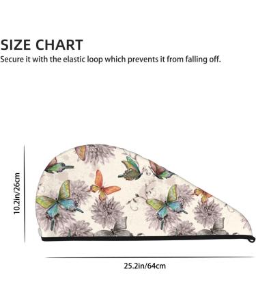 Hair Towel Wrap for Quick Drying - Button Closure Towel Turban | Flying Butterflies Design - Buy Online on GoSupps.com