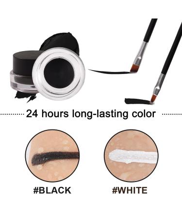 Erinde Black White Gel Eyeliner Set | Waterproof High Pigment Long Lasting Smudge-Proof Cream Gel Eyeliner with 2 Makeup Brushes | Makeup Gift Kit 02 - Buy Online on GoSupps.com