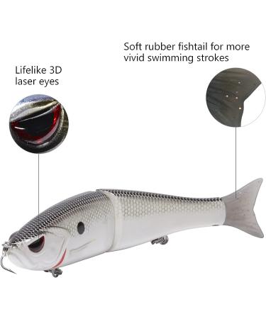 Bassdash SwimShad Glide Bait 7in/2.2oz - Jointed Swimbait for Bass Pike Salmon Trout Muskie Fishing - White Shad Lure - Buy Online on GoSupps.com