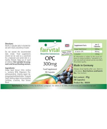 Fairvital OPC 300mg Vegan Capsules - High Dosage - 90 Count Oligomeric Proanthocyanidins - Buy Online on GoSupps.com