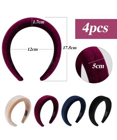 Blessing 4-Pack Padded Hair Ropes & Headbands for Women - Wide Hair Bands Hair Accessories in Black Blue Red & Apricot - Buy Online on GoSupps.com