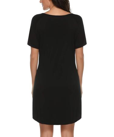 Sykooria Maternity Nightdress Short Sleeve Nursing Nightgown - Black XL - Buy Online on GoSupps.com