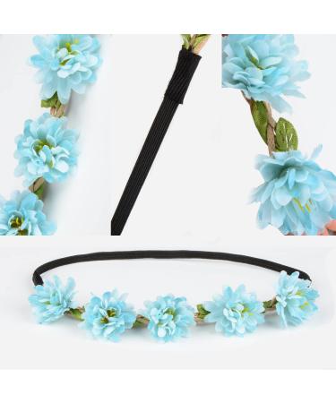 Flower Crown Daisy Garland Headband | Adjustable Elastic Ribbon | Wedding Festival Party | 8-Pack - Buy Online on GoSupps.com