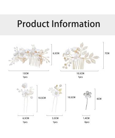 White Bridal Hairdressing Set 4 Pieces with 6 White Hair Pins Wedding Accessories Bridal Hair Pin Combs Floral Hair Pins Jewelry - Buy Online on GoSupps.com