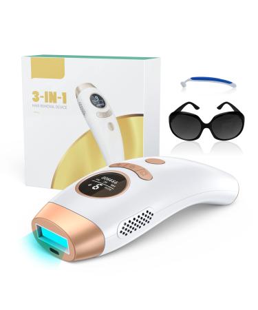 IPL Hair Removal for Women and Men, Laser Permanent 3-in-1 Face Leg Arm Back Whole Body Hair Remover, 999,900 Flashes FDA Cleared Home Use Device Wky17
