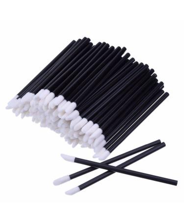 OKDEALS 100 Pieces Disposable Lip Brushes Lipstick Gloss Wands Lip Applicator Makeup Tool Kits Black