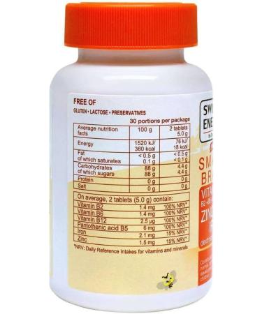 Swiss Energy Smart Brain Kids Vitamin B Complex with Zinc and Iron - 60 Tablets Dextrose - Buy Online on GoSupps.com