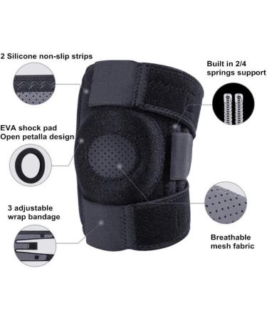 Hually Kniebandage - Adjustable Knee Protectors with Velcro & Patellar Opening for Sports & Daily Use - Unisex Knee Support in Black - Buy Online on GoSupps.com