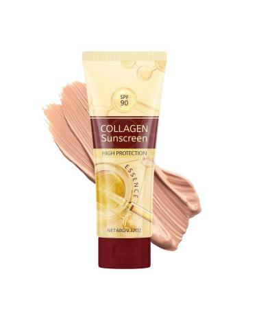 Sunscreen Protector With High Collagen Spf 90, Travel Size Sunscreen, Creamy Texture With Color, Moisturizing Brightening Sunscreen, High Protection Insulation, Sun Lotion (1)