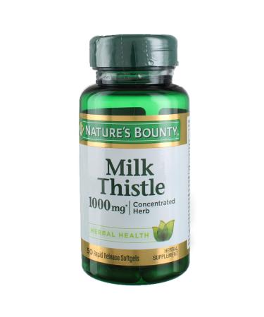 Nature's Bounty Milk Thistle 1000mg Herbal Supplement Softgels - 50 CT 50 Count (Pack of 1)