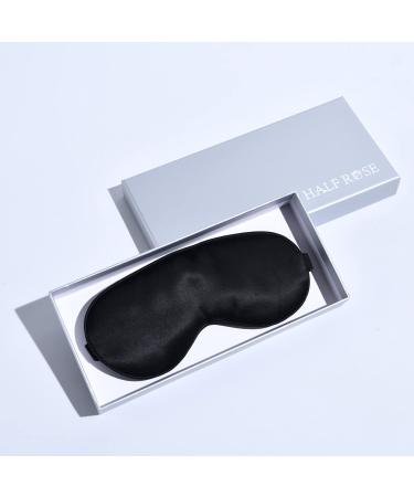 Half Rose 100% Mulberry Silk Sleep Mask Soft and Lightweight Sleeping Eye Mask Eye Shade with Adjustable Strap Comfortable Smooth Blindfold Eye Covers Block Out Light for All Night (Black)