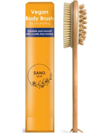 Dry Brushing Body Brush - Vegan Bristles - Cruelty Free Dry Brush for Lymphatic Drainage - Body Brush for Dry Brushing Natural Cellulite Massager