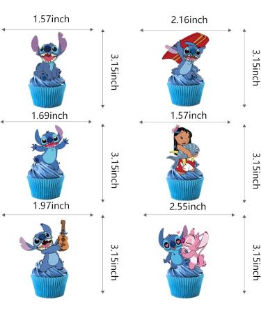 48Pcs Birthday Cake Topper Decoration Supplies for Lilo and Stitch Children's Cupper Topper for Kids Birthday Party - Buy Online on GoSupps.com