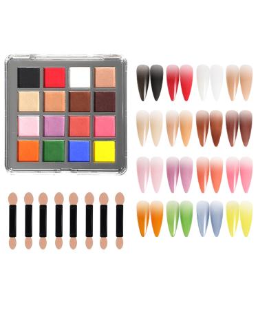 Gradient nail powder Solid nail powder Nail Pigment Palette 16 Color Nail Pigment Powder Set Create Stunning Ombre Nail Art with Glittery Shades Perfect DIY Nail Accessories A-16 colors