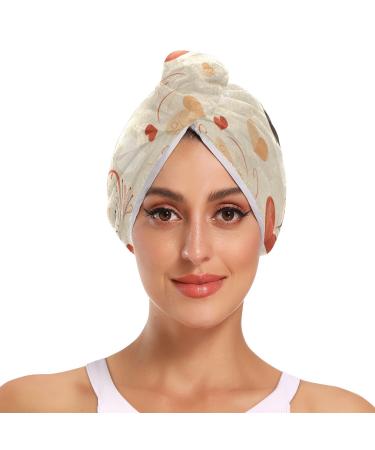 Coffee Heart Hair Towel 2 Pack Super Absorbent Hair Drying Towel Quick Dry Hair Turbans Head Towel with Button Twisty Wrap for Women Girls