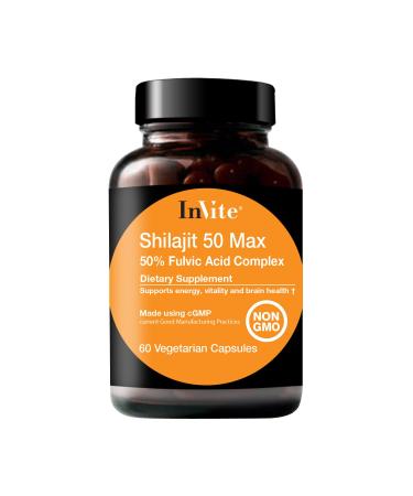 Invite Health Shilajit 50 Max - Promotes Energy Stamina Muscle Recovery Cognition and Immune Health - 60 Vegetarian Capsules (2-Pack)