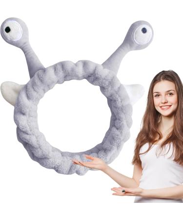 Makeup Headband - Adjustable Makeup Headband Elastic Plush Snail Eyes Headbands For Women | Cartoon Flufy Face Washing Head Hoop Cute Hair Accessories For Spa Exercise Fix Hair/5.9 * 3.93in Gray - Buy Online on GoSupps.com