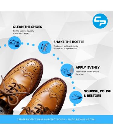 Shine & Protect Shoe Polish - 75ml Liquid Shoe Polish - Colour Restorer For All Leather Shoes - Black Shoe Polish Brown Shoe Polish & Neutral Shoe Polish - Easy To Use Boot Polish Sponge Applicator Pack of 1 Black - Buy Online on GoSupps.com