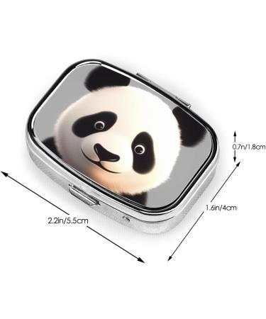 Panda Lovely Head Printing 2 Compartment Small Pill Case - Cute Travel Pill Box Organizer for Purse & Pocket | Perfect Travel Gift - Buy Online on GoSupps.com