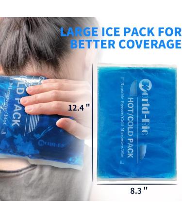 Extra Large Reusable Gel Ice Pack for Injuries - Hot & Cold Compress for Shoulder, Knee, Back, and Neck - Flexible Ice Pack for Pain Relief - 1 Pack, 8.3 x 12.4 - Buy Online on GoSupps.com
