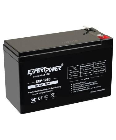 ExpertPower 12V 8AH Sealed Lead Acid (SLA) Battery Replacement for APC Back-UPS ES 550VA Back-UPS Pro 1300/1500 Liftmaster CSL-24VDC Slider Gate Opene - F2 Terminals
