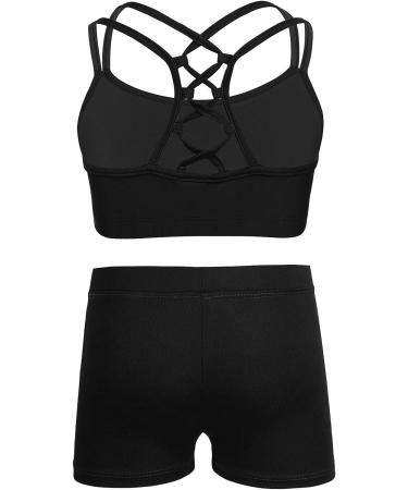 CHICTRY Girls' 2 Piece Activewear Set - Strappy Sport Bra & Booty Short for Dance & Gymnastics, Black 11-12 Years - Buy Online on GoSupps.com