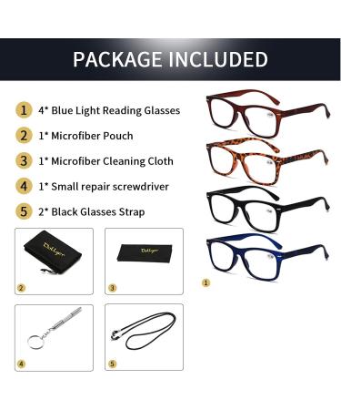 Blue Light Blocking Computer Reading Glasses 1.5 4-Pack - Men Women Spring Hinges Readers - Comfortable Mix Color - Reduce Eye Strain - Buy Online on GoSupps.com
