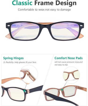 Eyekeper Computer Reading Glasses with UV Protection & Anti-Blue Light - Scratch-Resistant Spring Hinges - Stylish Yellow-Tinted Frames (Black/Brown) - 1.25 Diopters BB40 Lens - Buy Online on GoSupps.com