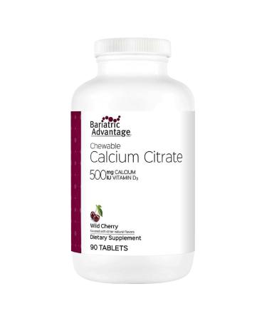 Bariatric Advantage Calcium Citrate Chewable 500 mg - for Bariatric Surgery Patients - High-Potency, Easy-Digest Tablets - Calcium Citrate - Bone Strength Supplements* - 90 Count - Wild Cherry Wild Cherry 90 Count (Pack of 1)