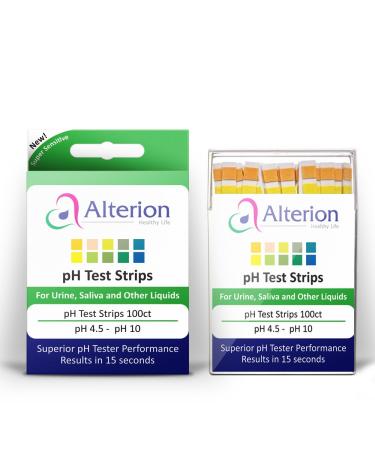 pH Test Strips 100ct by Alterion - Fast & Simple pH Strips for Urine and Saliva - Quick and Accurate Results in 15 Seconds