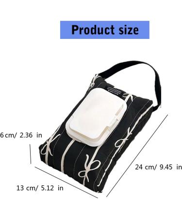 Travel Friendly Wet Wipe Storage Case Quilted Sturdy Cotton Storage Bag with Fashionable Stripe and Bowknot Detail White - Buy Online on GoSupps.com