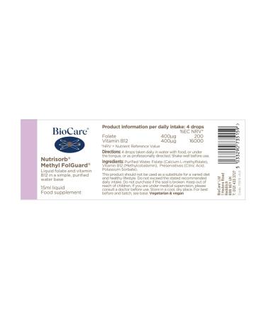 BIOCARE Nutrisorb Methyl Folguard 15 ML - Buy Online on GoSupps.com