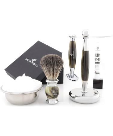 Jag Shaving Jags Lee 3-Piece Shaving Set | Double Edge Razor Synthetic Brush & Elegant Stand - International Shipping Available - Buy Online on GoSupps.com